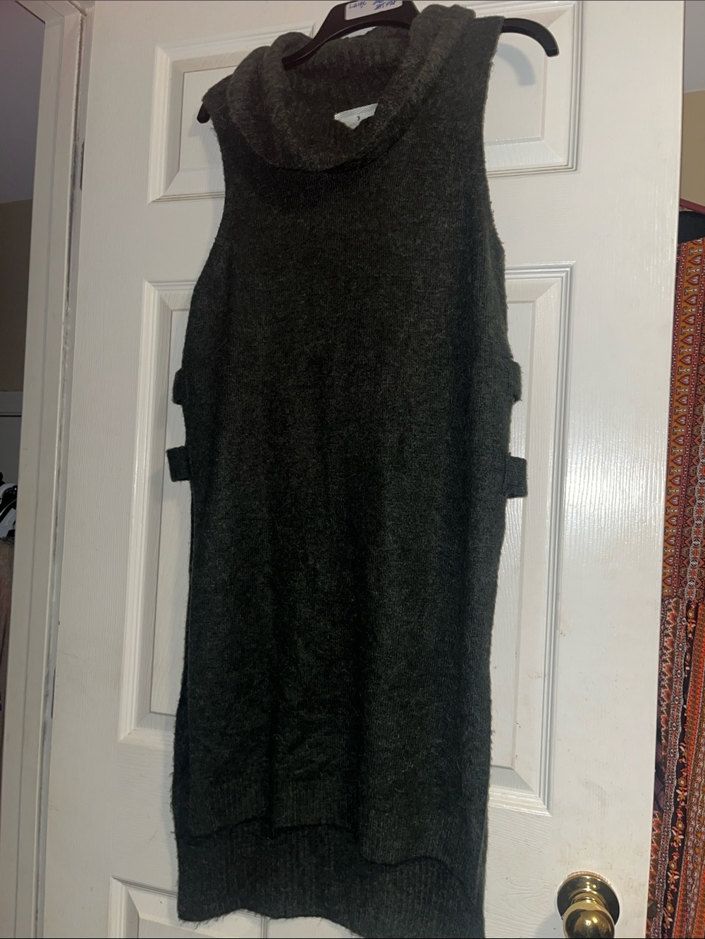 ruby moon Dark Charcoal Sleeveless Cowl Neck Knit Tunic